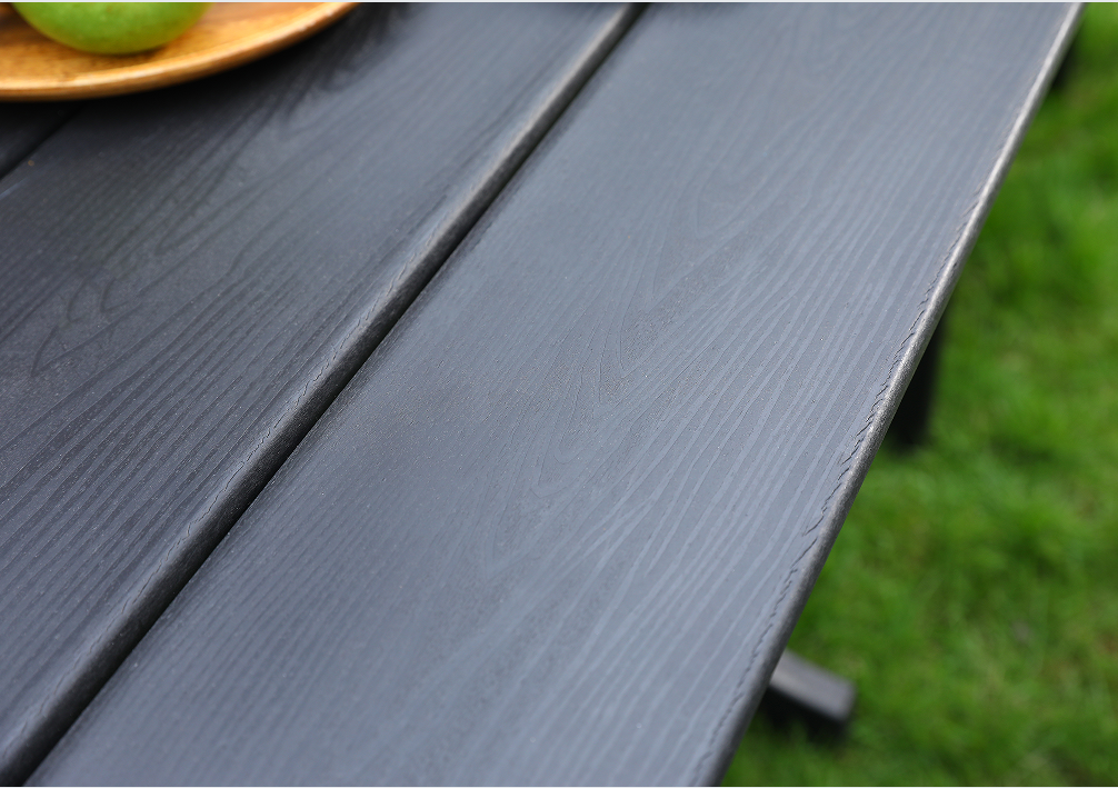 Set Makan Persegi 4 Keping HDPE Hitam dengan Sandaran Mendatar