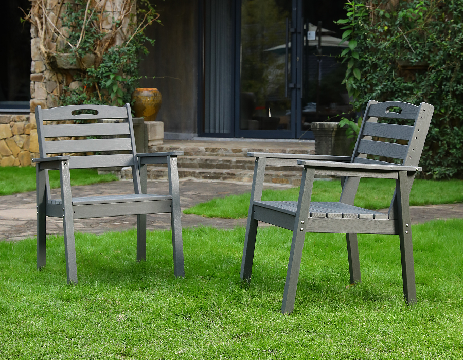 Kerusi Adirondack HDPE X-Belakang Klasik 2 Pek Arang Kelabu