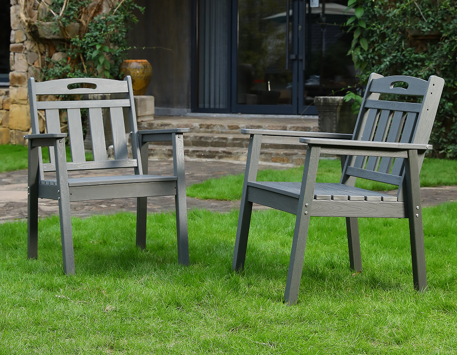 Kerusi Makan Adirondack HDPE Tegak 2 Pek Kelabu Slate