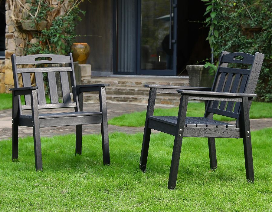 Kerusi Makan Adirondack HDPE Tegak 2 Pek Hitam