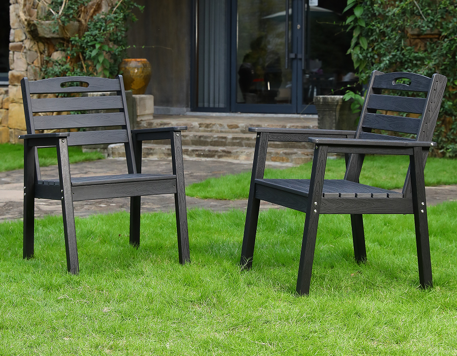Kerusi Makan Adirondack HDPE Bersilang Belakang 2 Pek Hitam