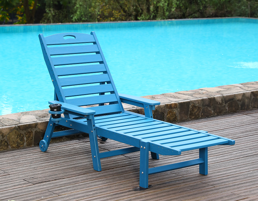 Kerusi Lounge Adirondack Tepi Kolam Biru HDPE Sedia Selam