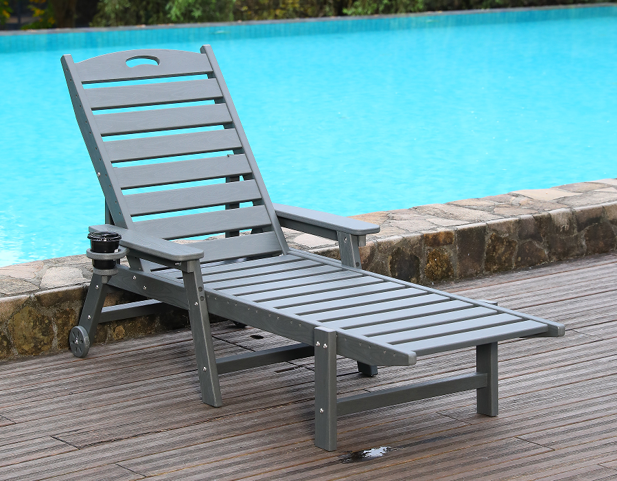 Kerusi Santai Adirondack Tunggal HDPE Kelabu Urban
