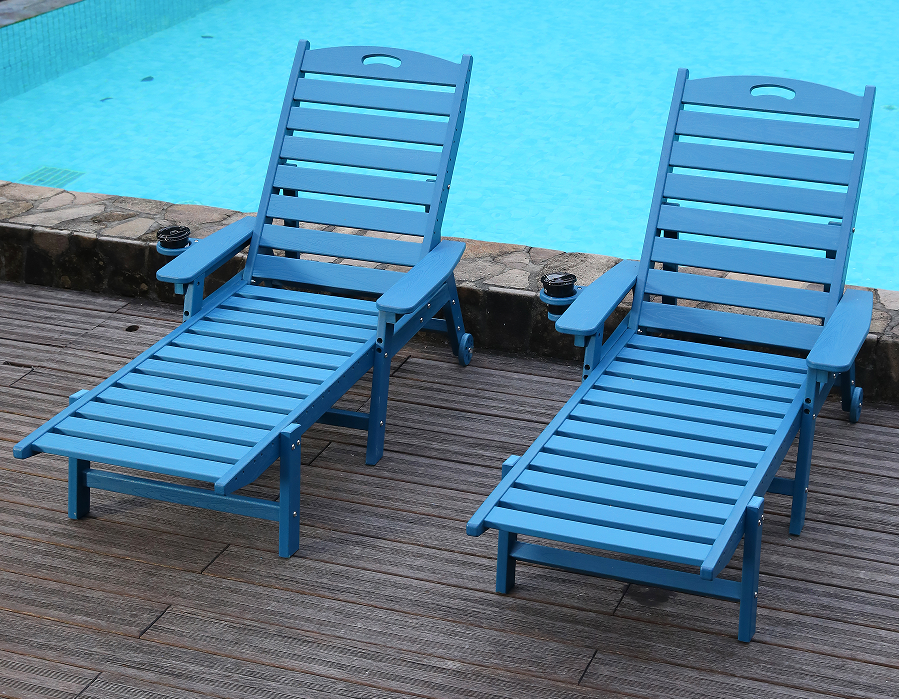 Set Adirondack Berbaring HDPE 2 Pek Biru Lautan Tenang