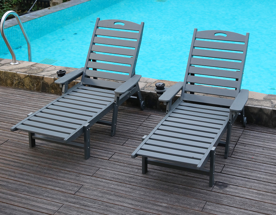 Set Lounge Adirondack Berbaring HDPE 2 Pek Storm Grey