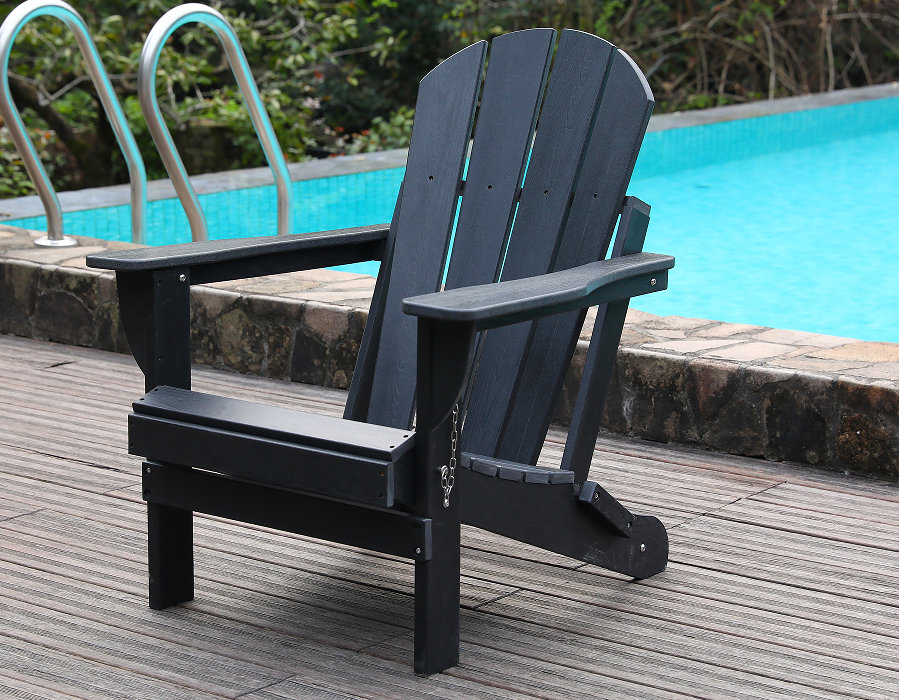 Kerusi Katak Adirondack HDPE Semua Cuaca Hitam