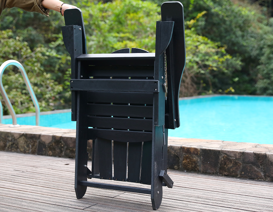 Kerusi Katak Adirondack HDPE Semua Cuaca Hitam