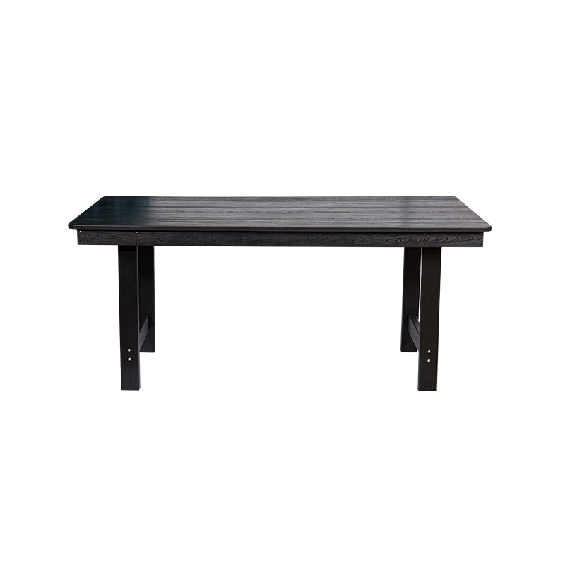 Set Makan 7 Keping HDPE Hitam yang Elegan untuk Kawasan Luaran yang Luas